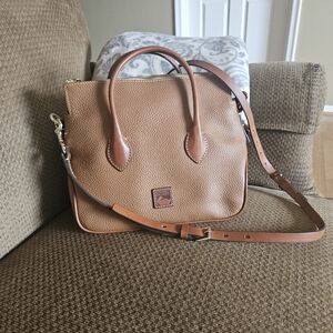 Dooney and Bourke Pebble Grain Satchel / Crossbody  Bag Brown Caramel - Like New